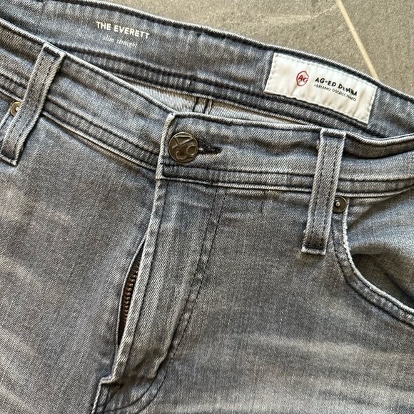 Adriano Goldschmied Jeans Mens 33 X32 Gray Everett Slim Straight Denim Jeans - Picture 2 of 6